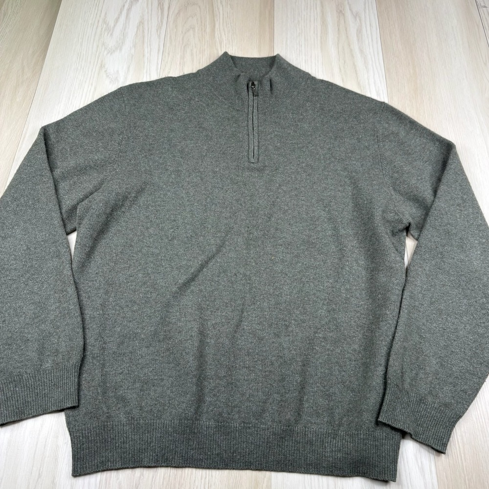 Joseph & Lyman Men's Green Cashmere Quarter Zip Pullover Sweater Size L